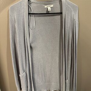 Nine West Light Gray Open-Front Cardigan